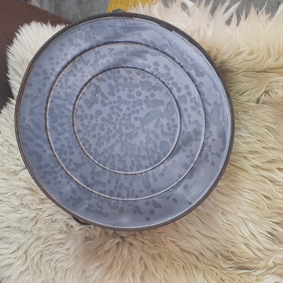 Large Graniteware Kettle gray swirl speckled Primitive Farmhouse - Picture 6 of 6